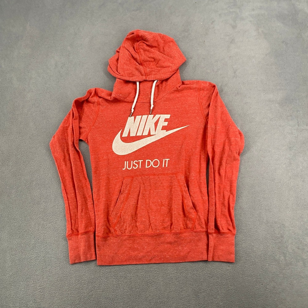 Nike Sportswear Gym Vintage Hoodie Red Heather Just Do It Pullover XS
